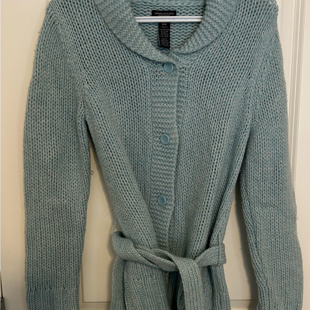 American Eagle Outfitters Light Blue Knit Cardigan